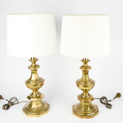 A Pair of Stiffel Brass Lamps USA