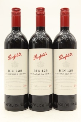 (3) 2015 Penfolds Bin 128 Shiraz, Coonawarra [JR17]