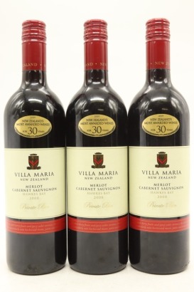 (3) 2008 Villa Maria Private Bin Merlot - Cabernet Sauvignon, Hawke's Bay