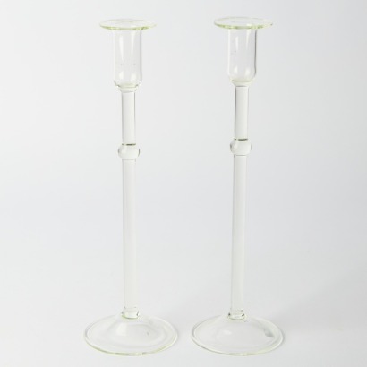 A Pair of Glass Candle Holders