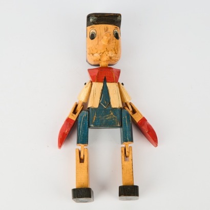 A Vintage Wooden Pinocchio Figure