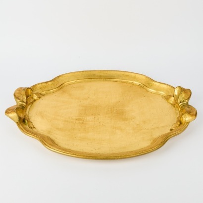 A Gilded Italian Tray With Bow Handles