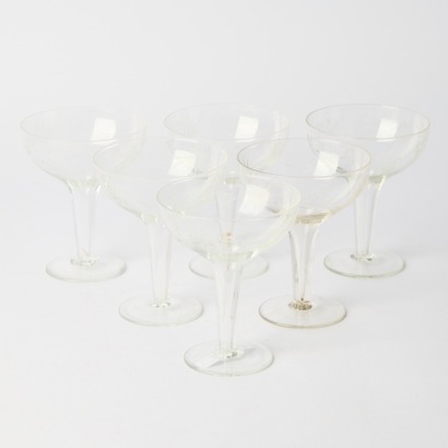 A Set of Six Vintage Hollow Stemmed Champagne Glasses