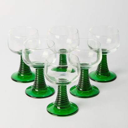 A Set of Six Vintage French Beehive Wine Glasses