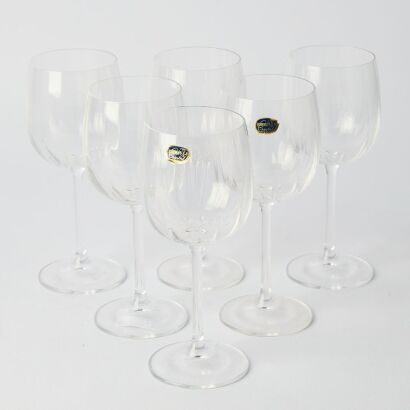 A Set of Six Bohemia Crystal Wine Glasses Nancy Wine Goblet