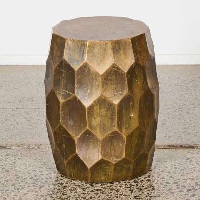 A Hand Beaten Metal Covered Table from India