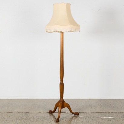 An English Antique Standard Lamp with Claw and Ball Carved Feet
