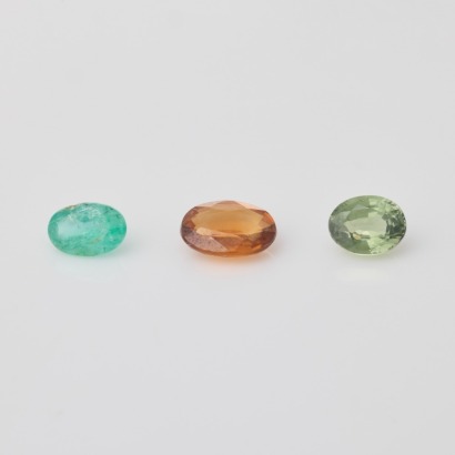 Parcel of 3 x Loose Stones, 0.65ct Emerald / 1.07ct Green Sapphire / 1.62ct Orange Zircon