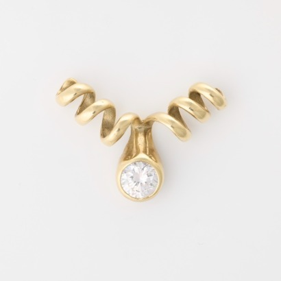 9ct Yellow Gold, Coil Slider Pendant with Clear Stone