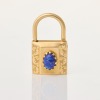 18ct Yellow Gold, Padlock Pendant / Charm with Coloured Stones