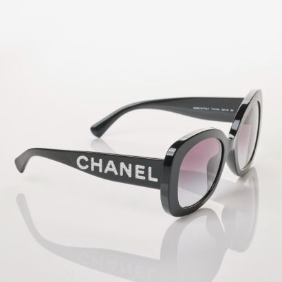 Chanel, 71414A Black Acetate Square Sunglasses with Box