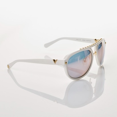 Louis Vuitton, Z2358E White Serpico Aviator Sunglasses