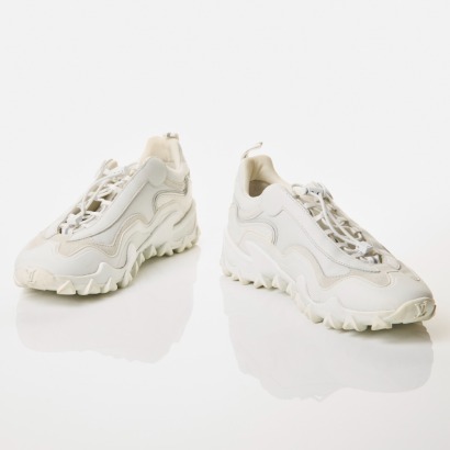 Louis Vuitton, LV Rush White Leather Sneakers, Size 35