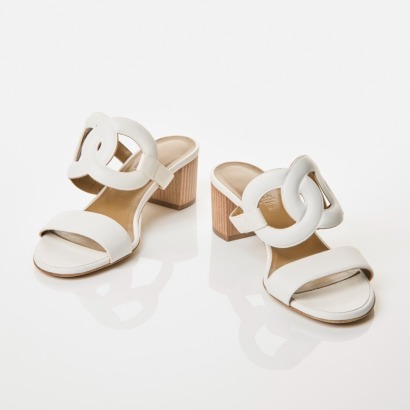 Herm&egrave;s, White Nappa Bikini Sandals, Size 35