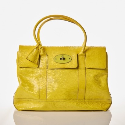 Mulberry, Bayswater Yellow Patent Leather Tote Bag