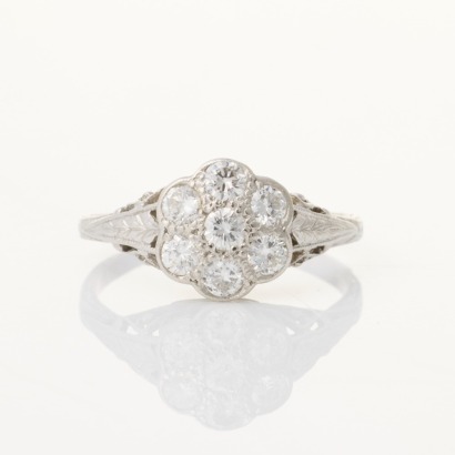 Platinum, Estate, .46ct Diamond Cluster Ring