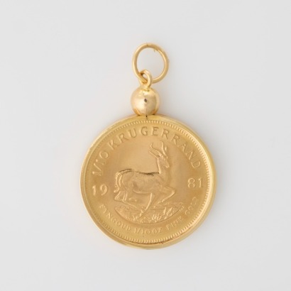 1981 1/10th Krugerrand Coin, 14ct Yellow Gold Pendant