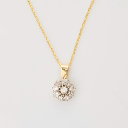 15ct - 18ct Yellow / White Gold, 1.10ct Diamond Pendant on 45cm Gold-tone Chain