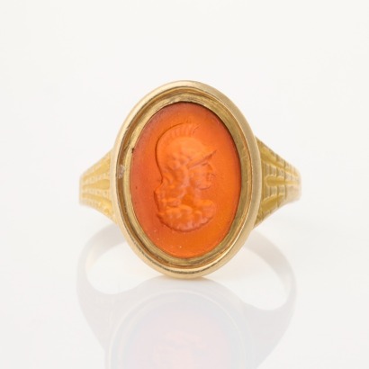 9ct Yellow Gold, Antique, Oval Carnelian Intaglio Ring