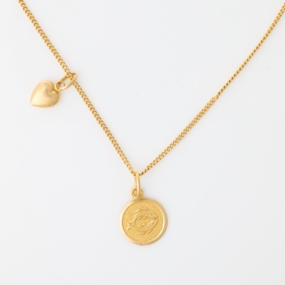 18ct Yellow Gold, 55cm Curb Link Charm Necklace