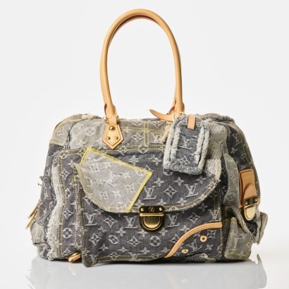 Louis Vuitton, Grey Denim Patchwork Bowly Bag