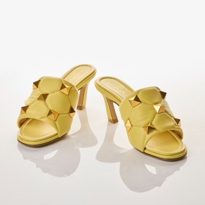 Valentino Garavani, Rockstud High Yellow Sandals, Size 36 with Box