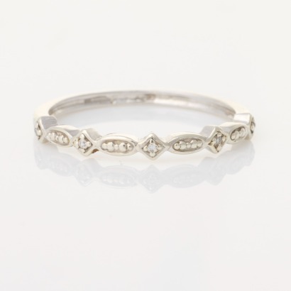 9ct White Gold, Modern, .03ct Diamond Ring - Near new