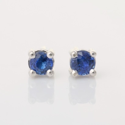 9ct White Gold, .46ct Sapphire Stud Earrings