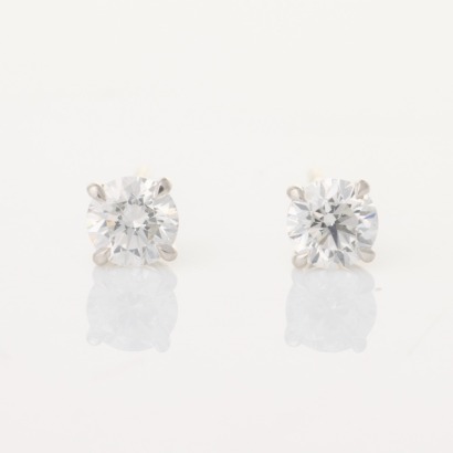 18ct White Gold, .69ct Diamond Stud Earrings - Near new