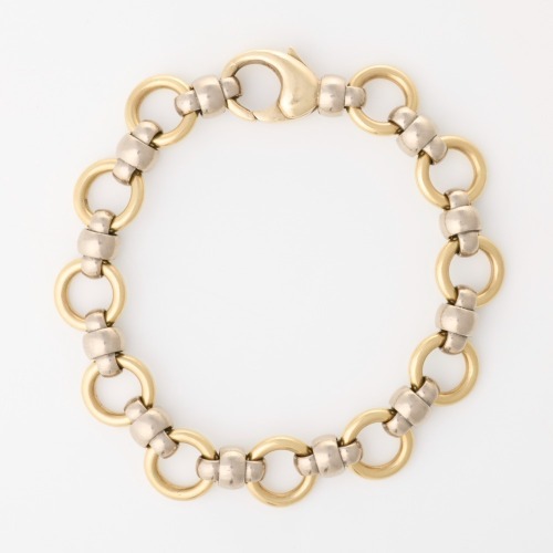 18ct Yellow / White Gold, 20cm Modern Round Link Bracelet