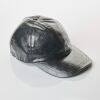 Gucci, GG Embossed Black Leather Baseball Cap, Size S with Box