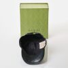 Gucci, GG Embossed Black Leather Baseball Cap, Size S with Box - 2