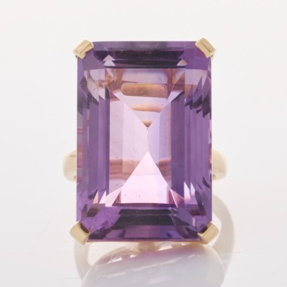 9ct Yellow Gold, 45.27ct Amethyst / 0.012ct Diamond Dress Ring - Near new