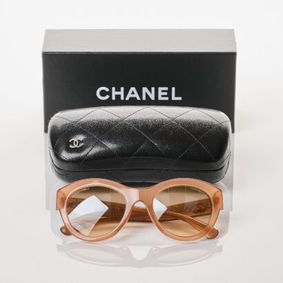 Chanel, 5371 Acetate Butterfly Mocha Sunglasses with Box