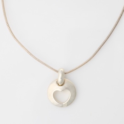 Tiffany & Co., 42cm Sterling Silver &lsquo;1999 Open Heart&rsquo; Pendant with Box