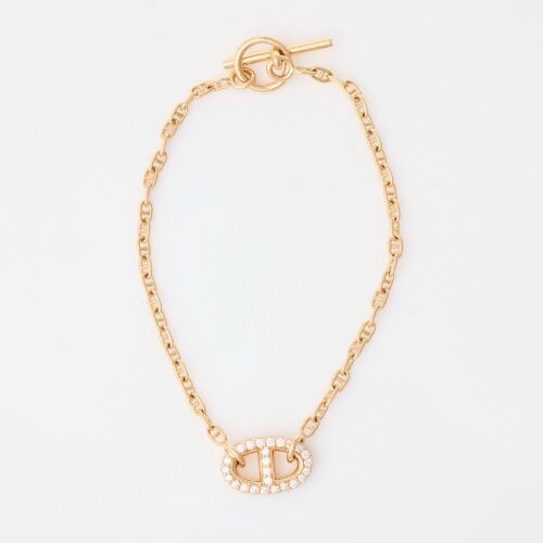 Herm&egrave;s, 18ct Rose Gold, 16.5cm, .48ct Diamond 'Chaine d 'Ancre' Bracelet with Box