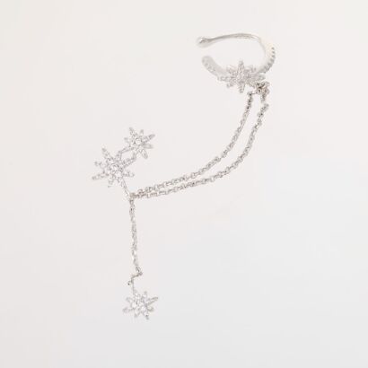 APM Monaco, Sterling Silver / Zirconia "Asymmetric Double Meteorites" Earring