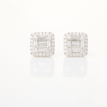 18ct White Gold, Modern, 1.60ct Diamond Earrings