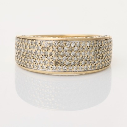 9ct Yellow Gold, .30ct Diamond Pave Ring