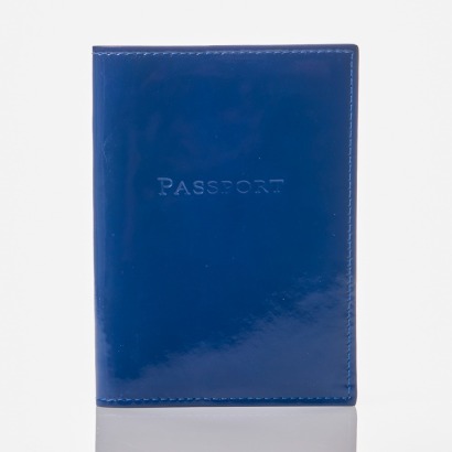 Tiffany & Co., Blue Patent Leather Passport Holder with Box