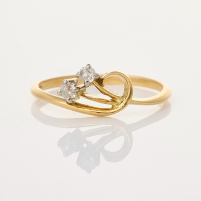 18ct Yellow Gold, Vintage, .04ct Diamond Ring