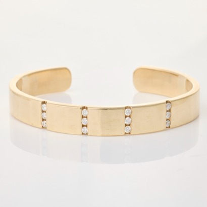 9ct Yellow Gold, .60ct Diamond Cuff Bracelet