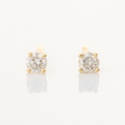 9ct Yellow Gold, .22ct Diamond Stud Earrings