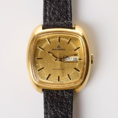 Bucherer, 26mm Automatic Ladies Gold Plated Day-Date Wristwatch, circa 1980's
