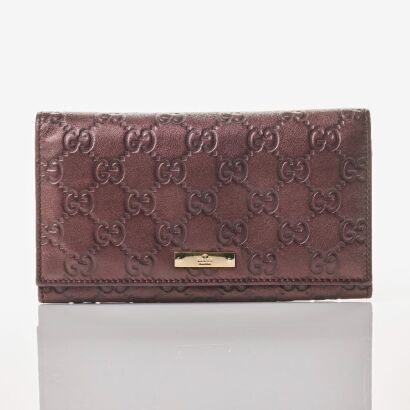 Gucci, Burgundy Guccisima Signature Leather Wallet