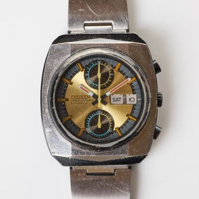Stainless Steel, 37.5mm Citizen Monaco Automatic Chronograph Wristwatch, circa 1973