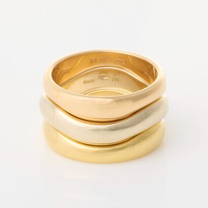 18ct Yellow / Rose / White Gold, Cartier Wave Pattern Ring