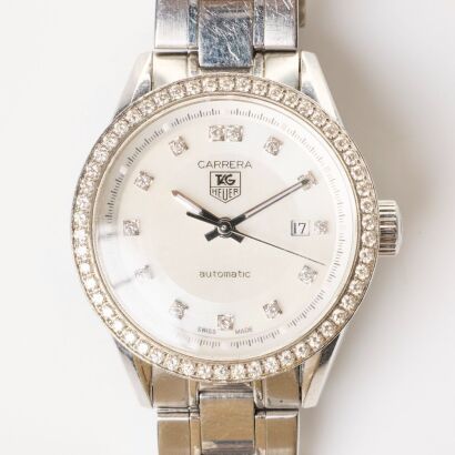 Stainless Steel, 27mm TAG Heuer Carrera Ladies, Diamond Bezel, Automatic Wristwatch circa 2007