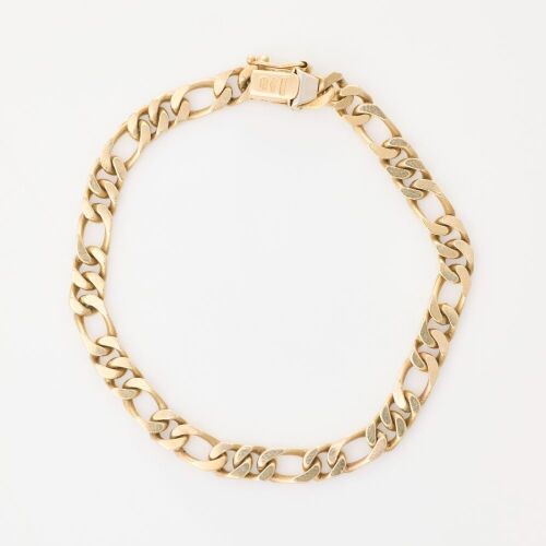 9ct Yellow Gold, 18.5cm Figaro Link Bracelet