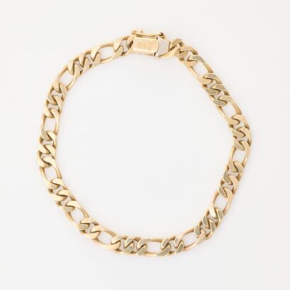 9ct Yellow Gold, 18.5cm Figaro Link Bracelet